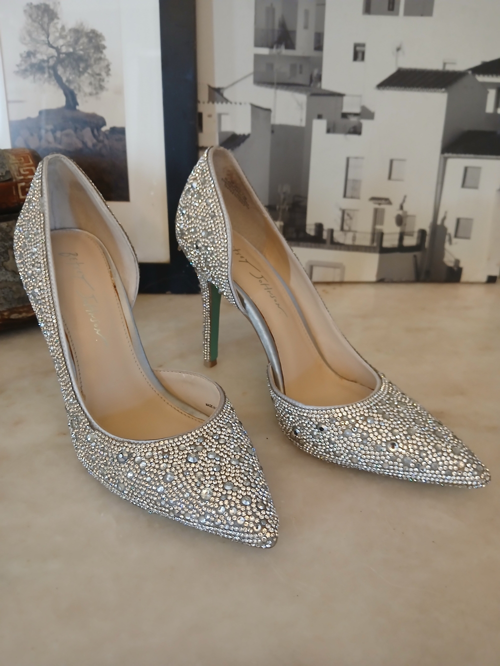 Betsey Johnson Silver Crystal Pointed-Toe Stiletto Heels